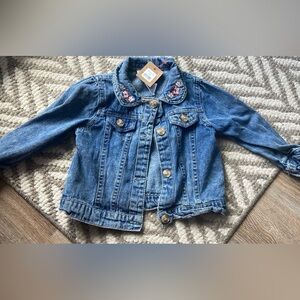 Embroidered collar jean jacket- size 24 Months